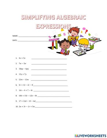 Simplifying algebraic expressions