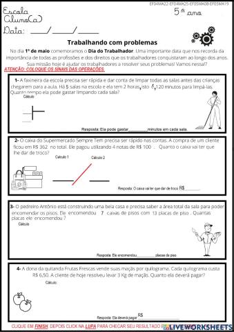 Trabalhando problemas matemáticos