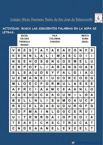 Sopa de letras excel