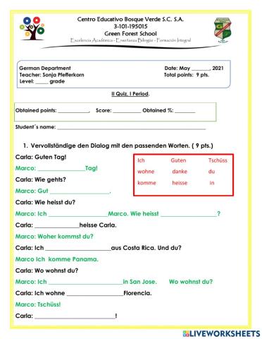 Aleman Quiz 2 new