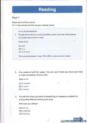 TOEFL Primary - Reading Test 1