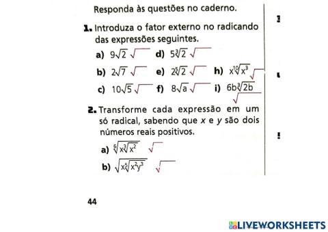 Introduzindo fator externo no radical