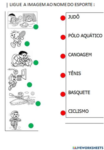 Ligue  o nome a prática esportiva correta.