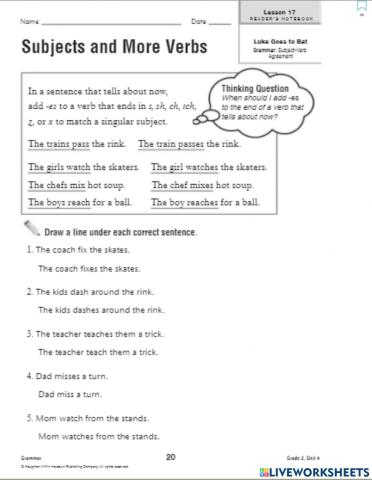 Present tense verbs