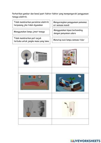 Faktor Mempengaruhi Penggunaan tenaga elektrik