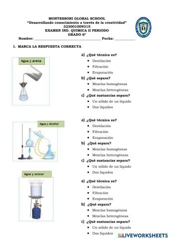 Examen quimica II p grado 6