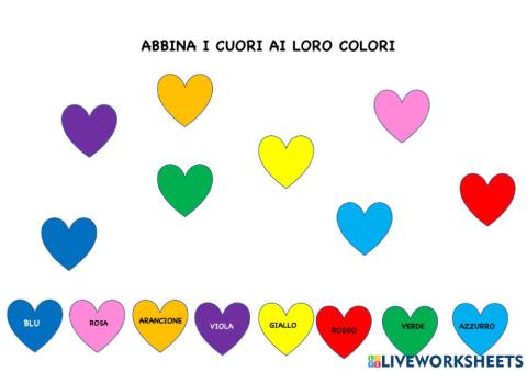 Abbina i cuori ai loro colori