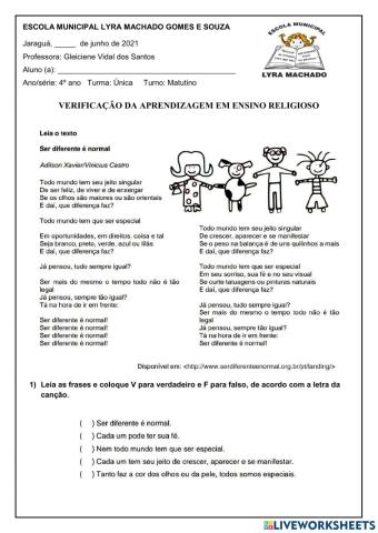 Avaliação de ensino religioso