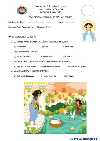 Examen mensual religión