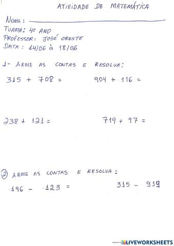 Revisão 4ºano