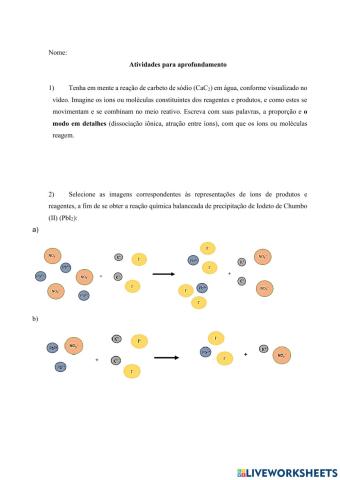 Atividades reações químicas e Estequiometria