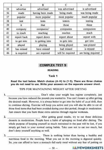 Exam Focus Complex Tests - Test 9