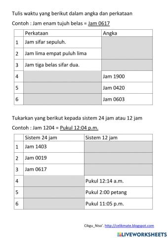 Sistem 12 Jam dan 24 Jam