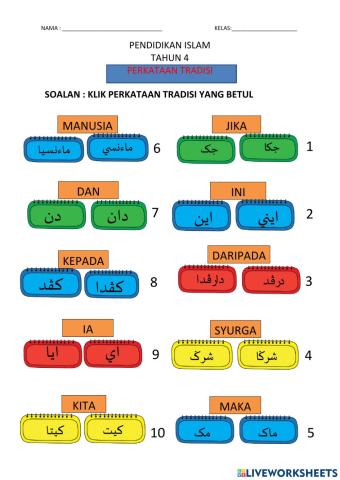 Perkataan tradisi(jawi)