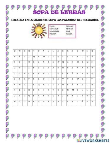 Sopa de letras verano