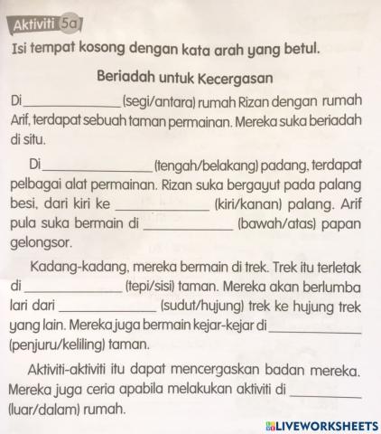 Kata Arah buku aktiviti