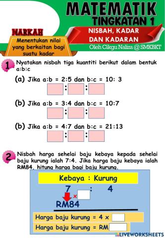 Nisbah, kadar dan kadaran