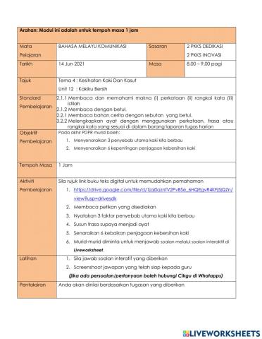 Tema 4: kesihatan kaki dan kasut