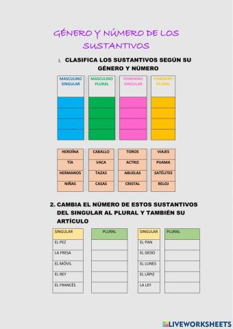 El género y número de los sustantivos