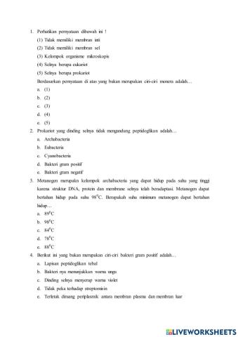 Soal Objective Uji Kompetensi Modul Bakteri