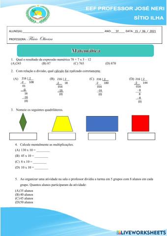 Avaliação matemática