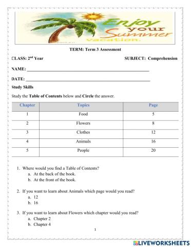 Comprehension Assessment