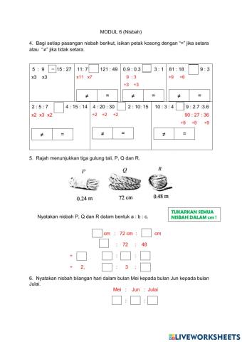 Nisbah, Kadar dan Kadaran