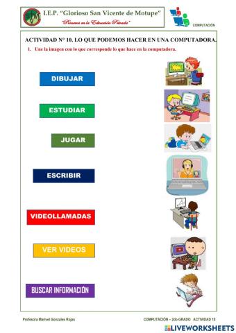 Actividad 10. Lo que podemos hacer en una computadora.