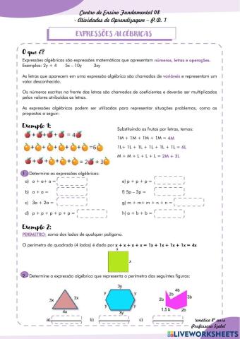 Atividade 6 - Expressões Algébricas