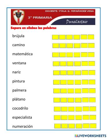 Separación de sílabas