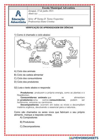 Avaliação segundo bimestre