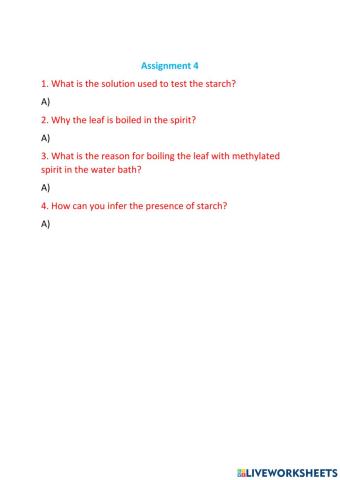 Starch test experiment