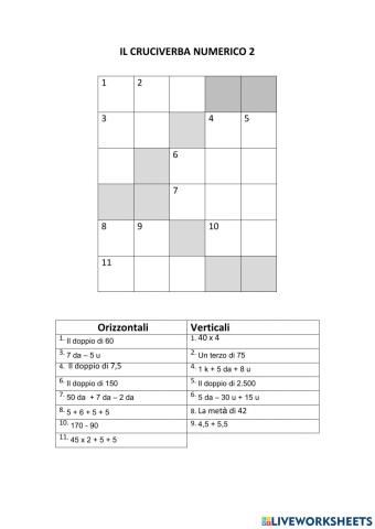 Cruciverba numerico 2