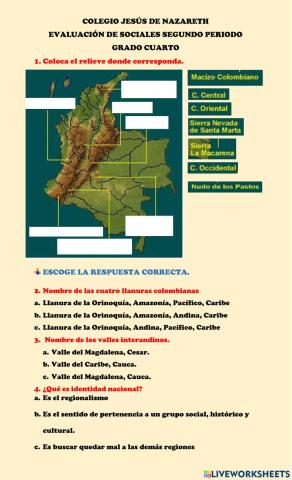 Evaluación sociales 4° II periodo