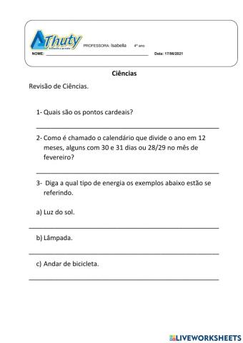 4º ano Ciências