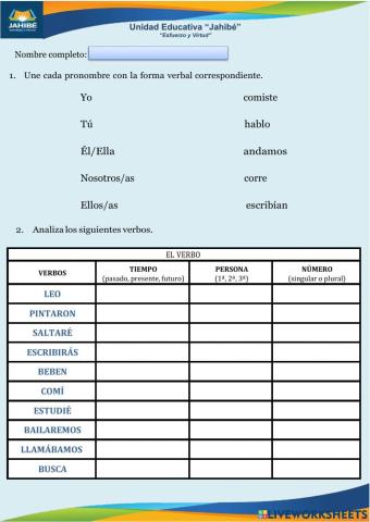 Repaso El Verbo 4to EGB