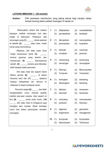 Latihan Imbuhan 1 &2 (P6 2021)