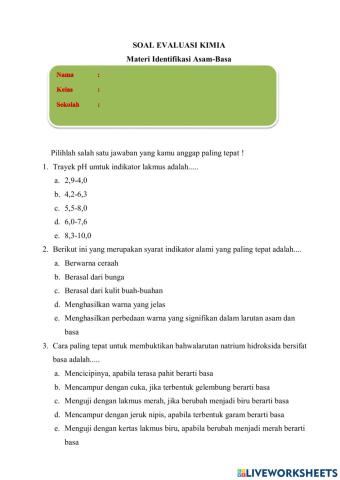 Evaluasi Identifikasi Asam Basa