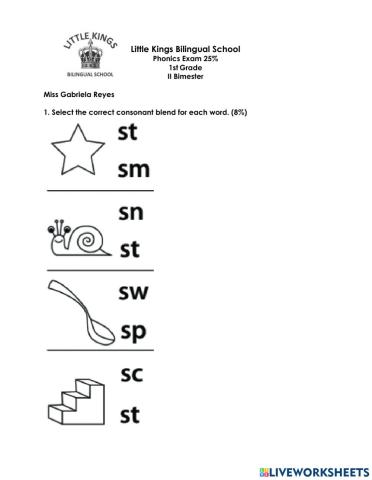 Phonics exam  II Bim