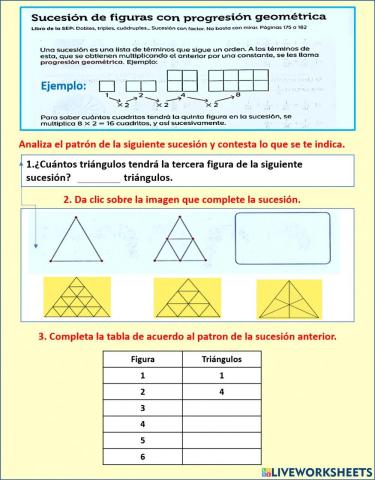 Sucesión de figuras con progresión geométrica