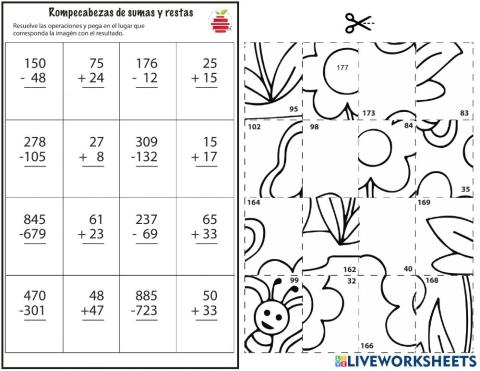 Rompecabezas Sumas y restas