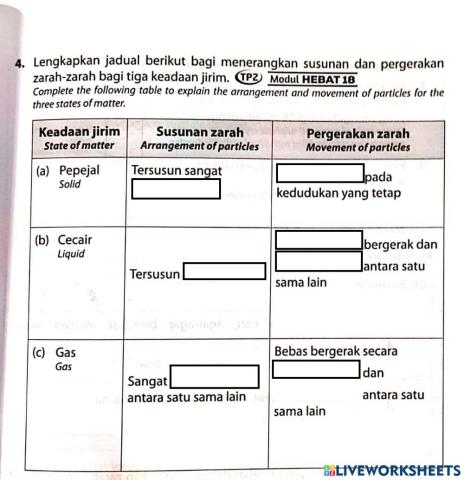 Susunan dan pergerakkan zarah