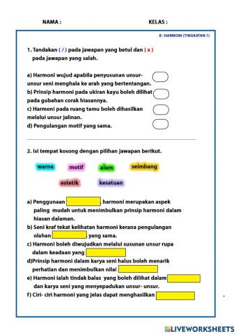 Tajuk 8 : HARMONI (TINGKATAN 1)