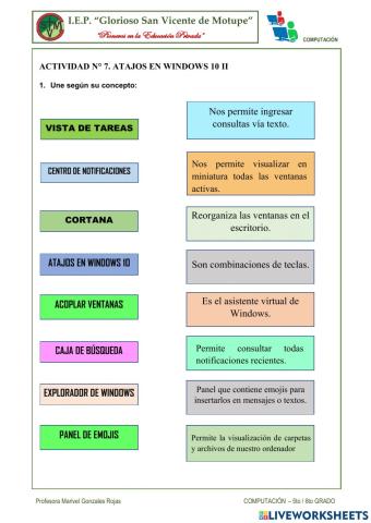 Actividad 8. Atajos de Windows 10 II.