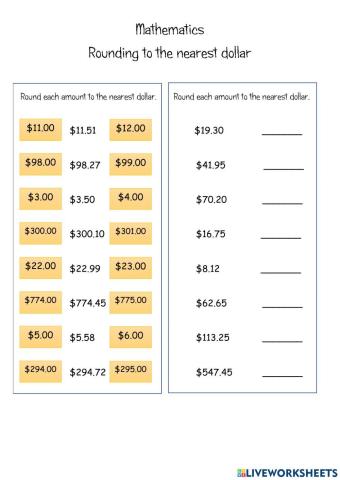 Rounding to the nearest dollar