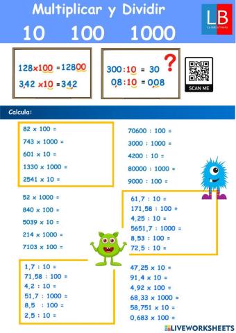 Multiplicar y dividir por la unidad seguida de ceros