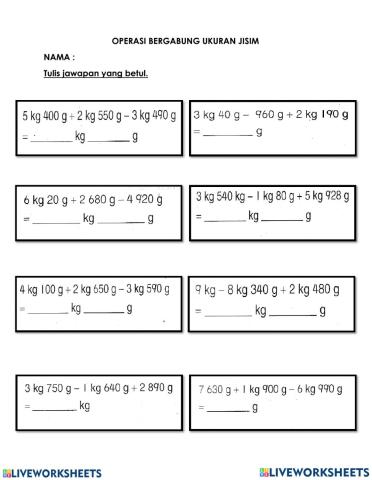 Matematik Tahun 5 - Tambah dan Tolak Jisim