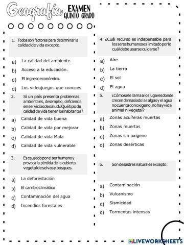 Examen de Geografía