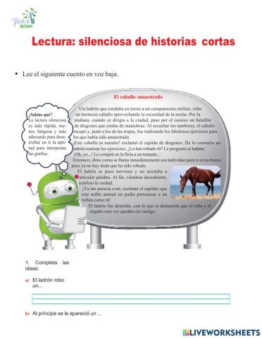 Lectura: silenciosa de historias cortas