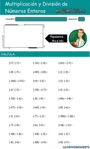 Multiplicación y División de Números Enteros